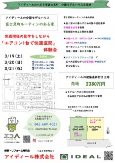 モデル兼分譲住宅を販売します！⑰　3/19（土）から完成見学を開催します！